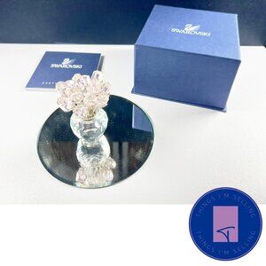 Swarovski Crystal Light Pink Rose Flowers Vase Figurine with Original Packaging